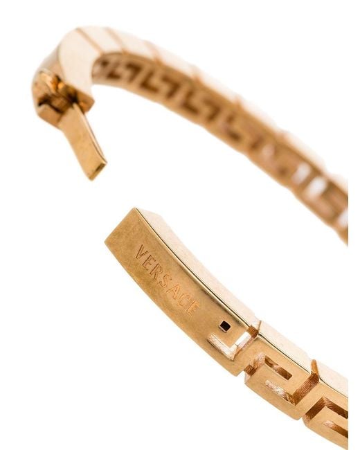 Versace White Greca-Detail Logo-Engraved Bangle Bracelet