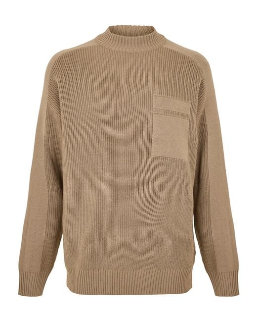 Boss Brown Mock-Neck Knit Sweater for men