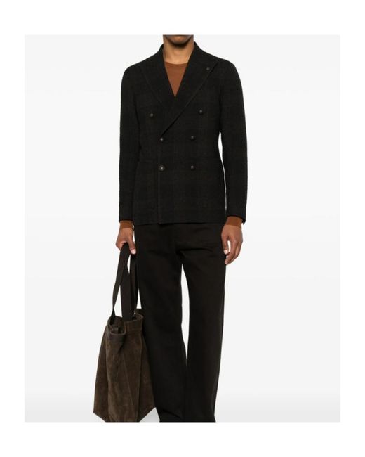 Tagliatore Black Long-Sleeve Blazer for men