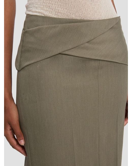 Victoria Beckham Green Back Slit Midi Skirt