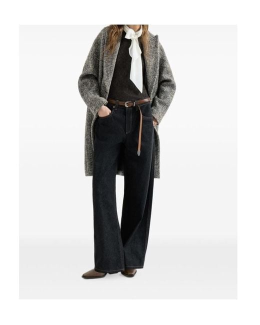 Brunello Cucinelli Gray Monili Dazzling Chevron Coat