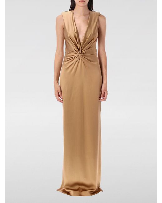 Tom Ford Natural Ruched Detailed Evening Dress