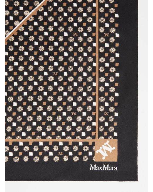Max Mara Black Printed Silk Oversized Scarf