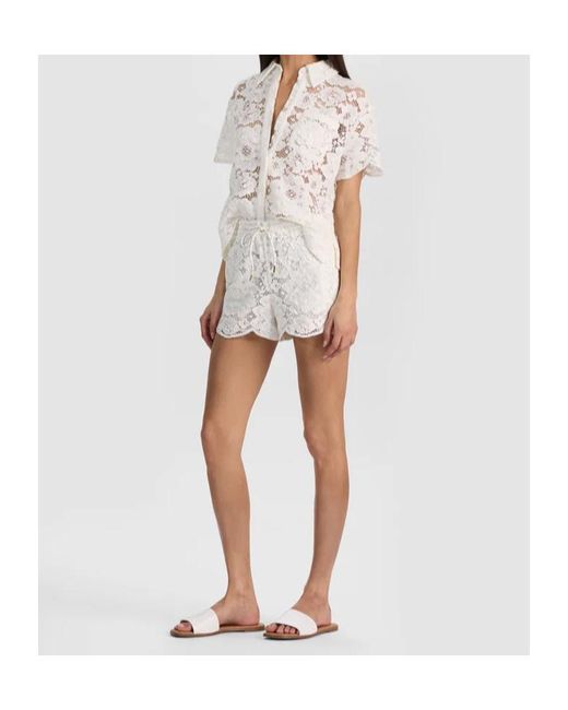 Alice + Olivia White Lane Lace-Embroidered Shirt