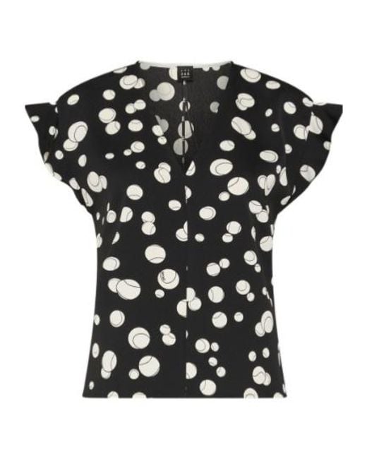 Marella Black Printed Satin Blouse