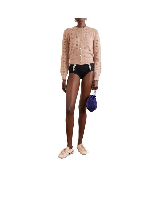Simone Rocha Pink Suede-Trimmed Satin Sneakers