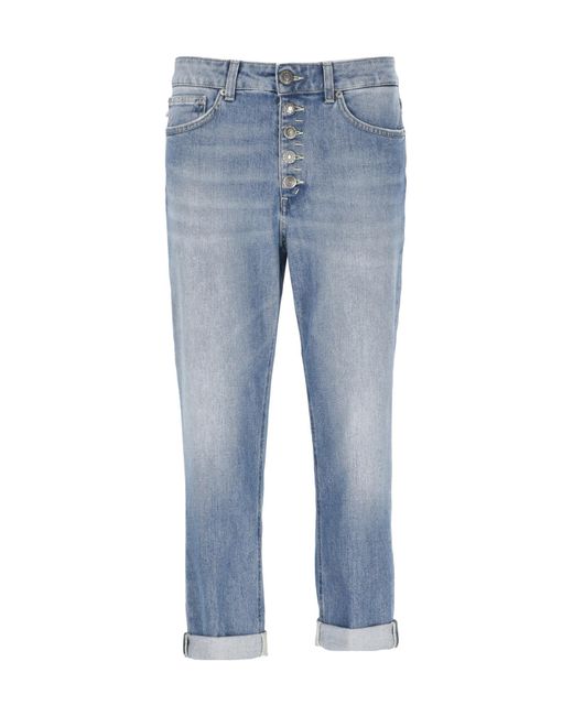 Dondup Blue Jewel Button Straight-Leg Jeans