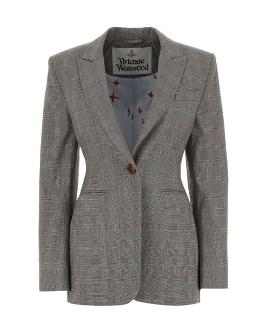 Vivienne Westwood Gray Single-Breasted Tailored Blazer