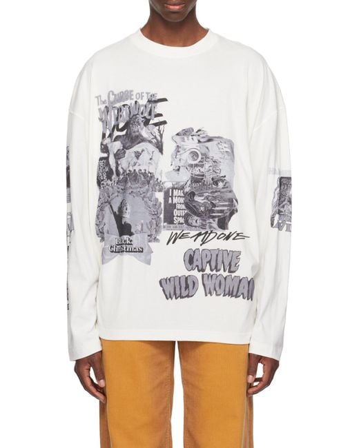 we11done White Printed Long-Sleeved T-Shirt for men