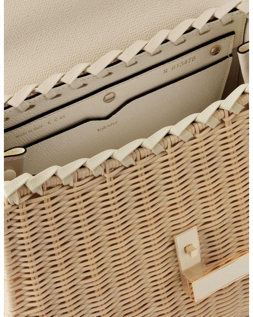 Valextra Natural Iside Leather-Trim Tote Bag