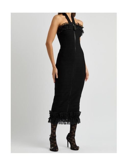 Self-Portrait Black X Christopher Kane Lace-Trimmed Midi Dress