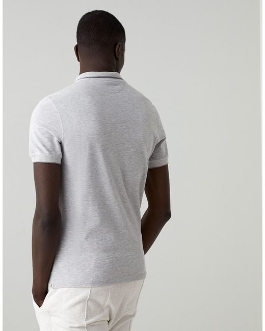 Brunello Cucinelli White Embroidered Logo Polo Shirt for men