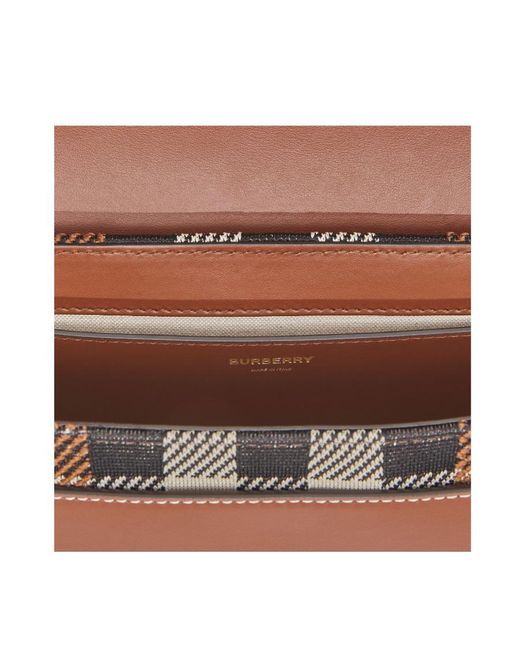 Burberry Brown Note Knitted Check Pattern Crossbody Bag
