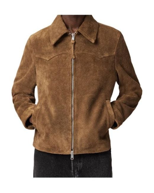 AllSaints Brown Dellcot Suede Jacket for men