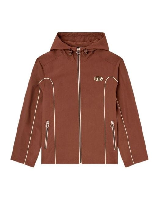 DIESEL Brown J-Hives Logo-Appliqué Hooded Jacket for men