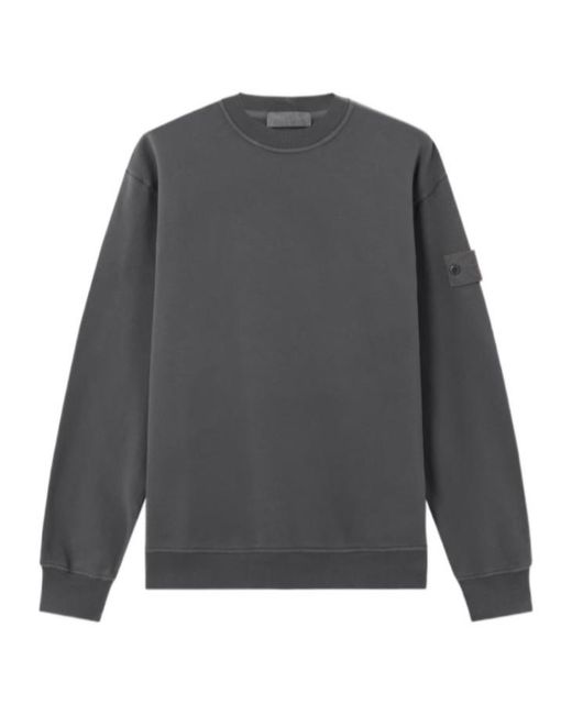 Stone Island Gray Logo Patch Crewneck Sweatshirt for men