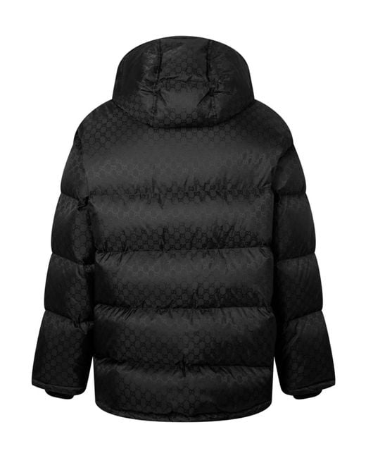 Gucci Black Logo Jacquard Webbing Down Jacket for men