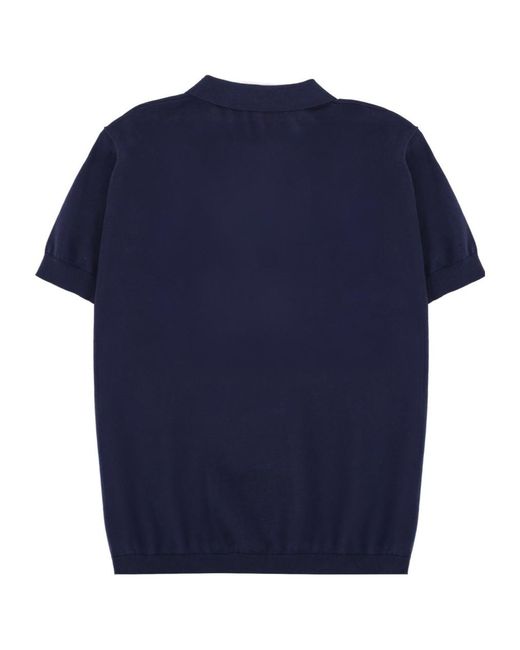 Aspesi Blue Button-Up Short-Sleeved Polo Shirt