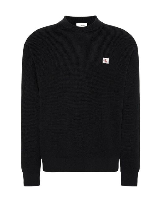 Calvin Klein Black Jeans Waffle Knit Jumper for men