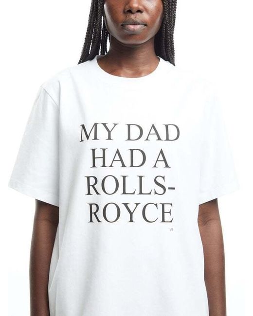 Victoria Beckham White Text Printed Crewneck T-Shirt