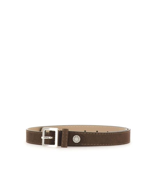 Gianni Chiarini White Contrast Stitch Suede Belt