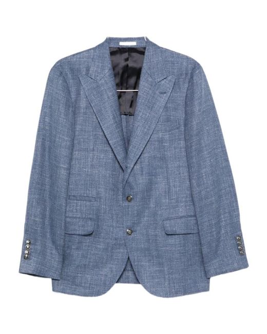Brunello Cucinelli Blue Single-Breasted Jacket for men