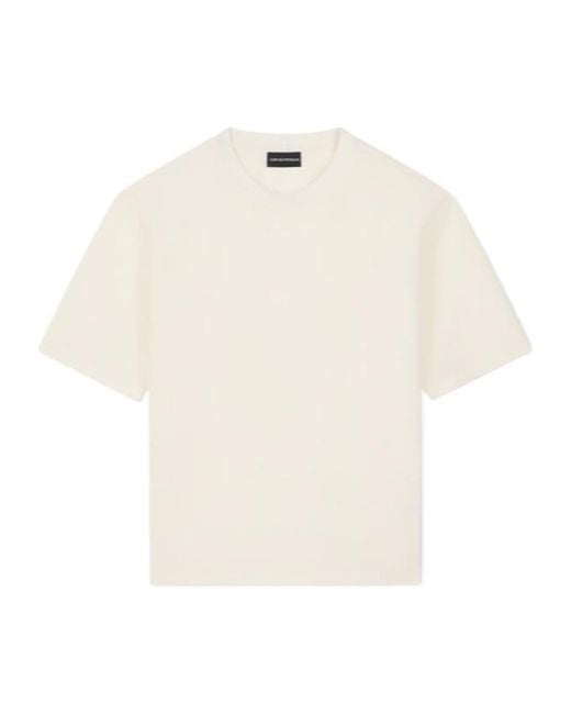 Emporio Armani White Seersucker Fabric T-Shirt for men