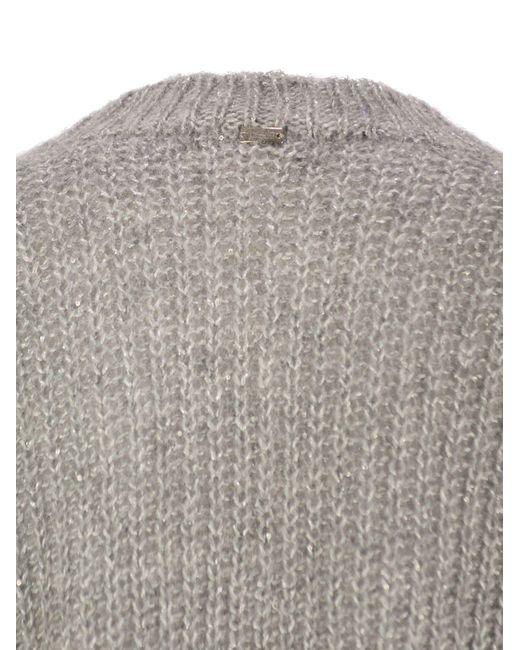 Herno Gray V-Neck Knitted Sweater