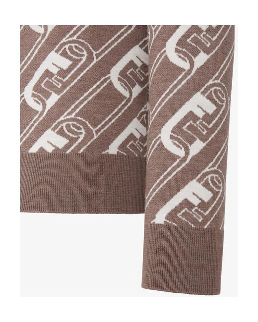 Fendi Brown Multicolour Wool Jumper for men