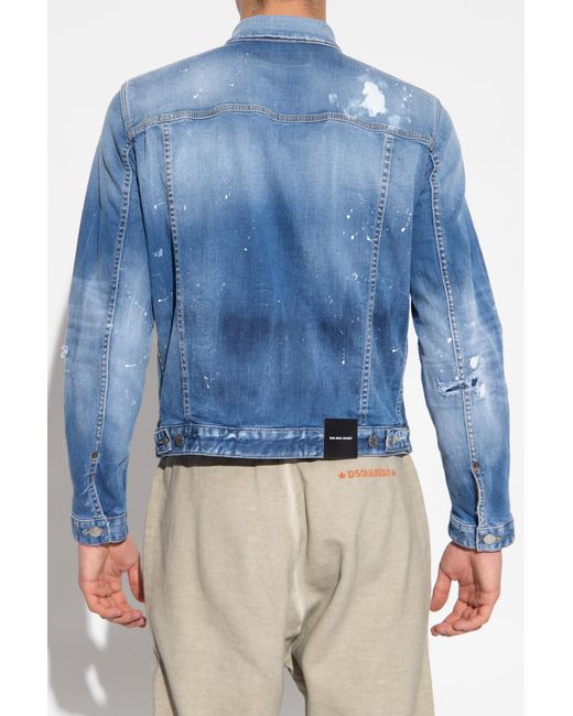 DSquared² Blue Dan Distressed Faded Effect Denim Jacket for men