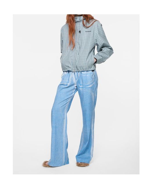Acne Blue Hooded Check Jacket