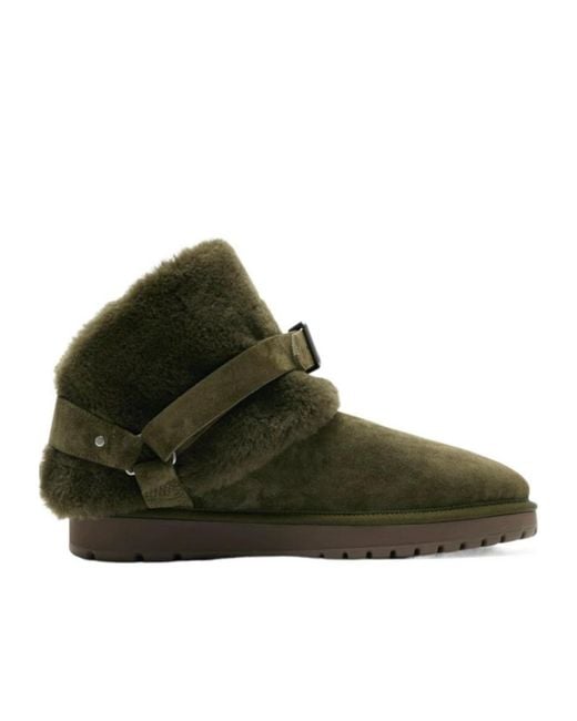 Burberry Green Chubby Buckled Shearling Ankle Boots for men