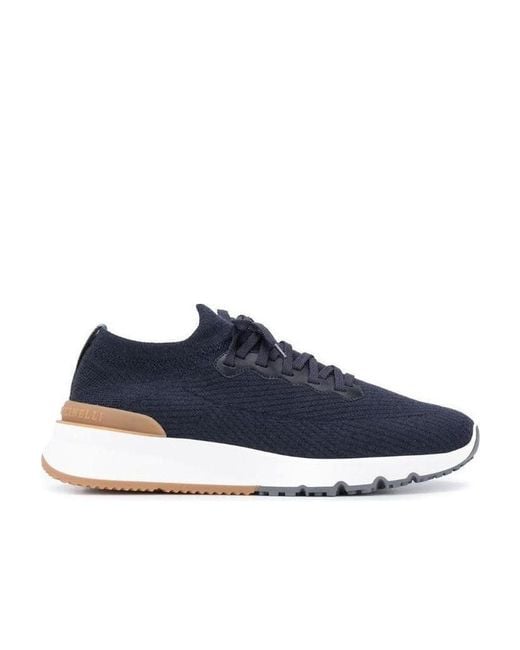 Brunello Cucinelli Blue Knitted Sock Sneakers for men