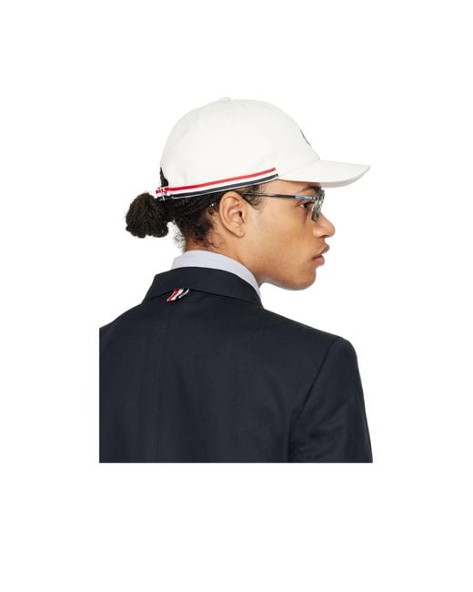 Thom Browne White Classic 6-Panel Baseball Cap for men