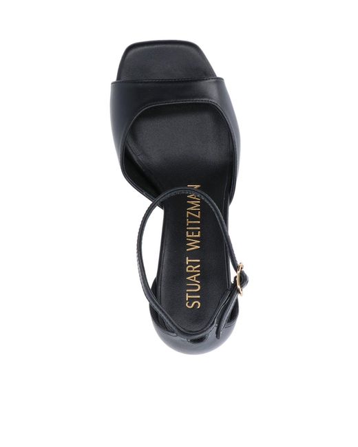 Stuart Weitzman Black Square-Toe Sandals