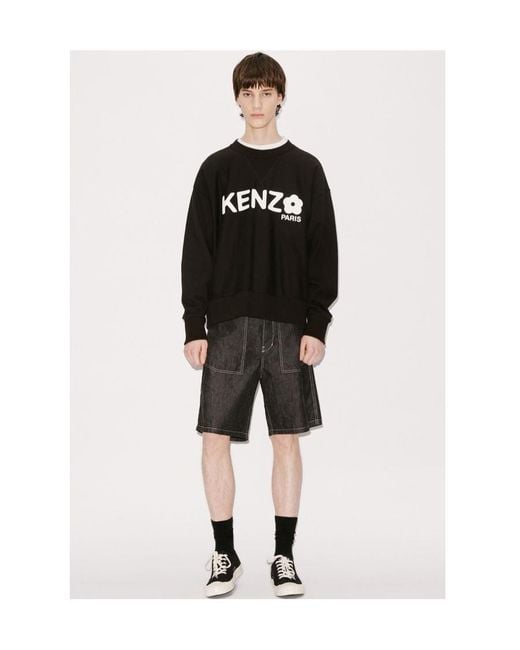 KENZO Black Logo Printed Crewneck Sweatshirt for men