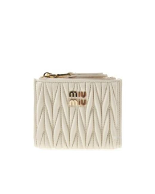 Miu Miu Natural Matelassé Nappa Leather Small Wallet