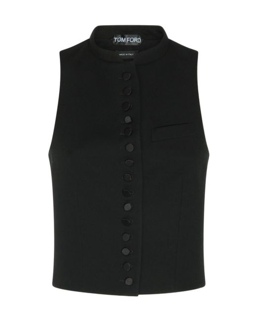 Tom Ford Black Single-Breasted Vest