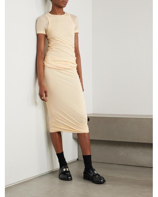 Jil Sander Natural Cotton-Crepe Midi Skirt