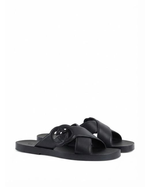 Gucci Cut-Out Logo Crossover Strapped Sandals for Men | Lyst