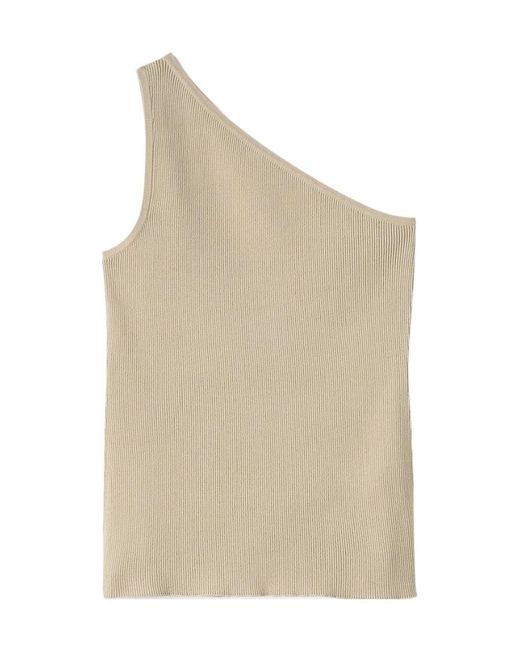 Totême Natural Ribbed-Knit One-Shoulder Top