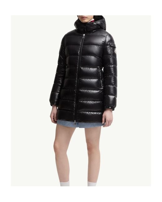 Moncler Black Courcelles Hooded Mid-Length Down Jacket