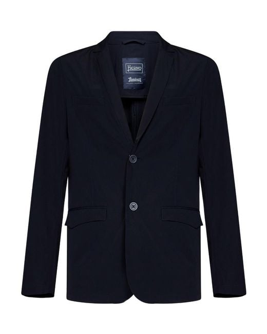 Herno Blue Single-Breasted Blazer for men
