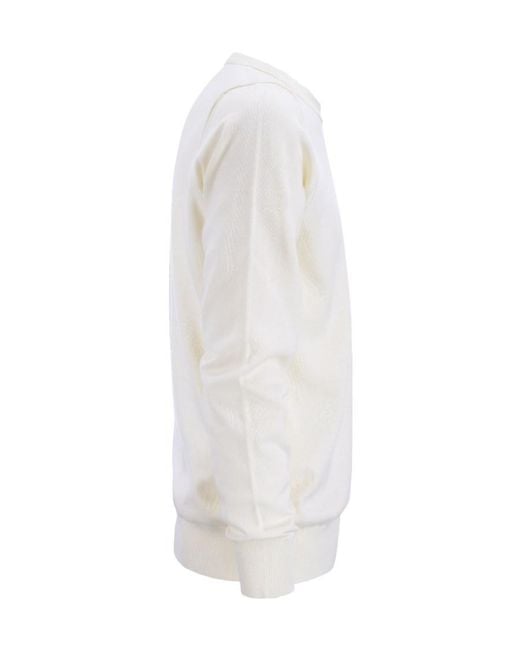 Stone Island White Compass Patch Crewneck Jumper for men