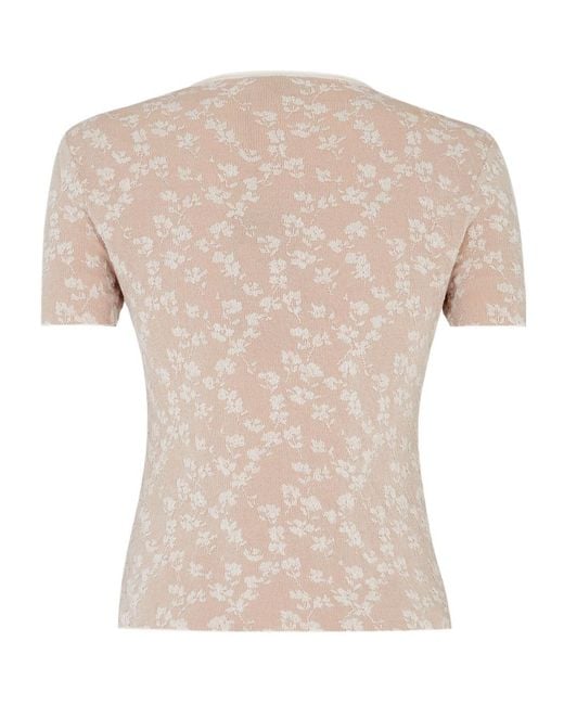 Fendi White Floral Motif Jacquard Short Sleeved T-Shirt