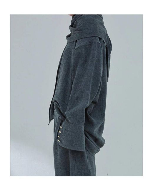 DARKPARK Gray Georgia Detachable Scarf Japanese Shirt