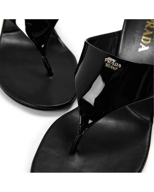Prada Black Wedge Flip-Flops