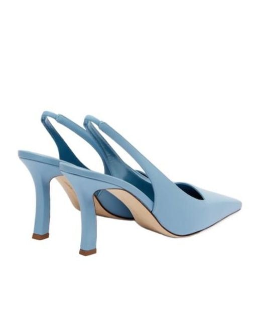 Manolo Blahnik Blue Leather Slingback Pumps