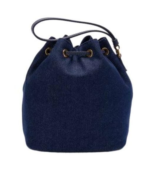 Bally Blue Logo Printed Bar Mini Bucket Bag
