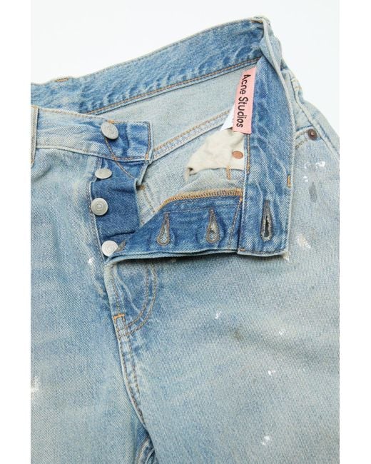 Acne Blue Wide-Leg Distressed Jeans